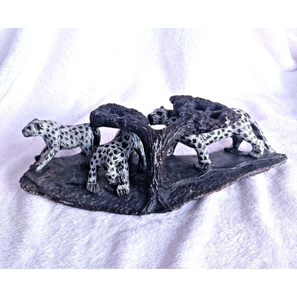 Heavy Snow Leopard Sculpture Carved Stone Big Cats Figurine Handmade Decor - Picture 14 of 14